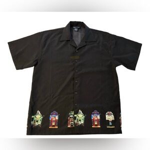 Men's Black Casual Button-Up Shirt Size Medium